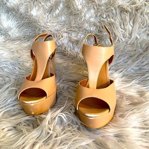BP. Light brown wedge heels